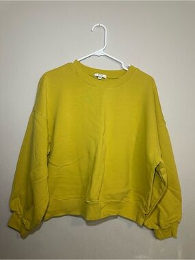 Agolde Cropped Relaxed Crewneck Sweater in Lime